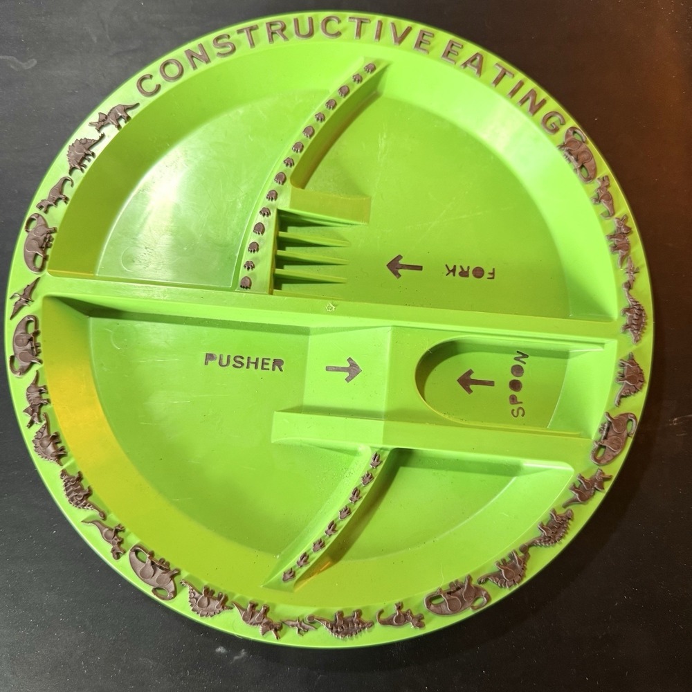 Constructive Eating Construction Zone Plate Green Toddler Divided Plate 9"‎